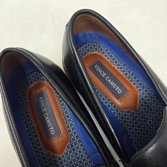 VINCE CAMUTO Lachlan Black Leather Penny Loafers Size 12 - Picture 8 of 9